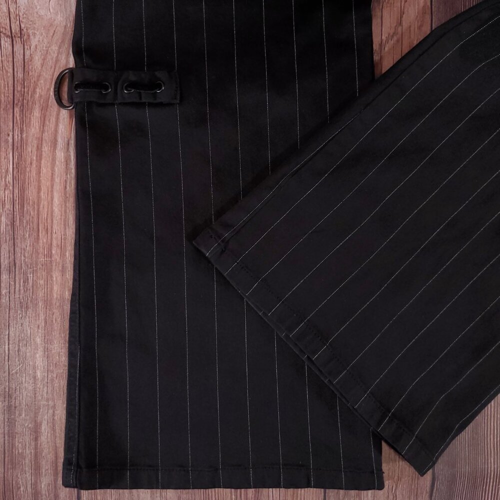 Vtg Tripp NYC Sz 13 Striper Black Tone Boot Cut Pants Pinstripe Goth Punk Y2K - Picture 9 of 15